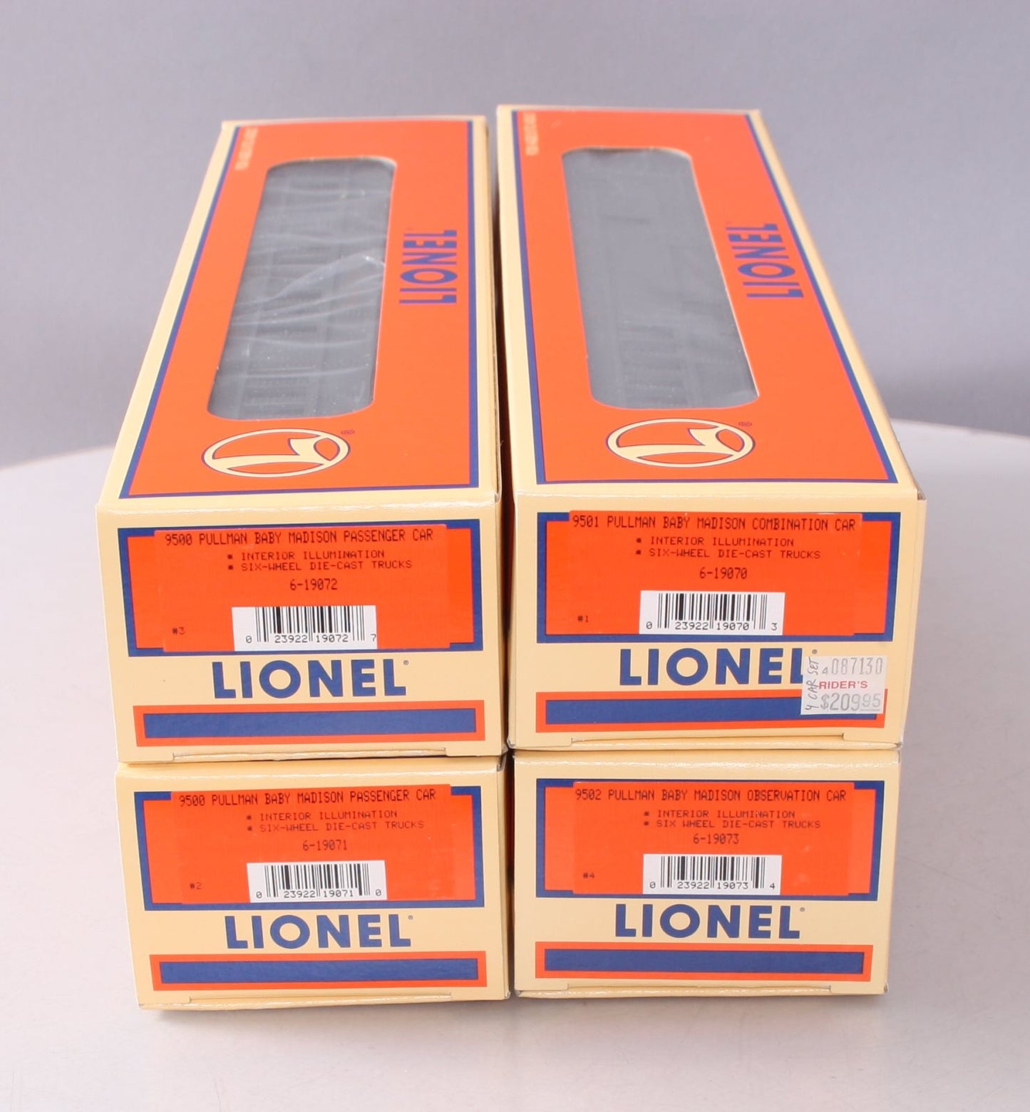 Lionel 6-19069 O Gauge Pullman Baby Madison Passenger Cars (Set of 4) LN/Box