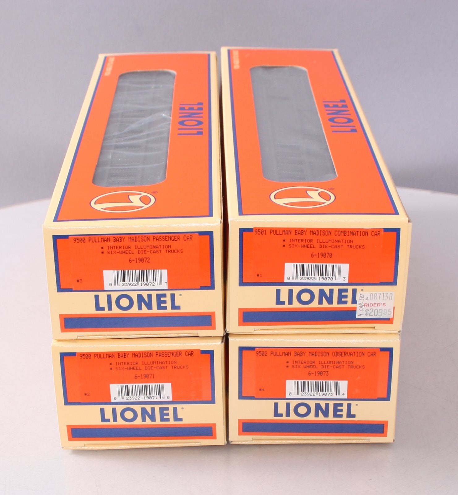 Lionel 6-19069 O Gauge Pullman Baby Madison Passenger Cars (Set of 4) LN/Box