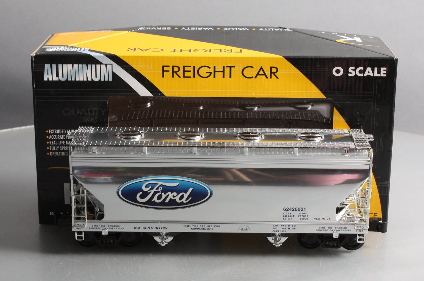 K-Line K6242-6001 O Gauge FORD Aluminum 2-Bay Hopper Car EX/Box