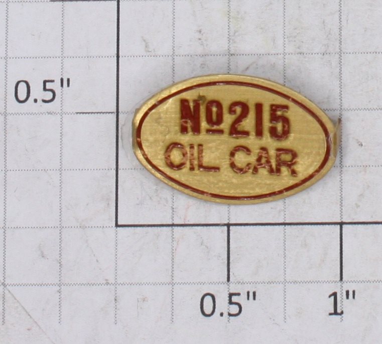 Lionel 215-2 Brass Oil Car Nameplate with Red Lettering
