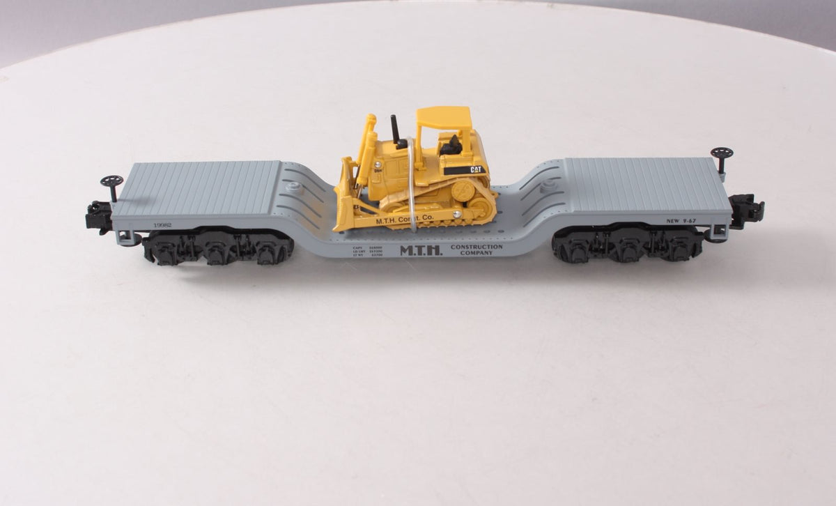MTH 30-7618 O Gauge MTH Depressed Center Flatcar #19982 with Ertl Bulldozer LN/Box
