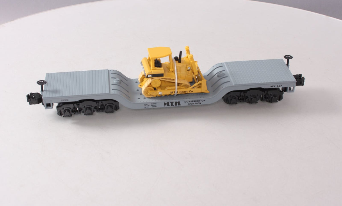 MTH 30-7618 O Gauge MTH Depressed Center Flatcar #19982 with Ertl Bulldozer LN/Box