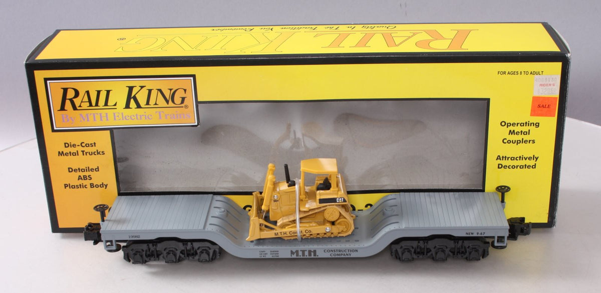MTH 30-7618 O Gauge MTH Depressed Center Flatcar #19982 with Ertl Bulldozer LN/Box