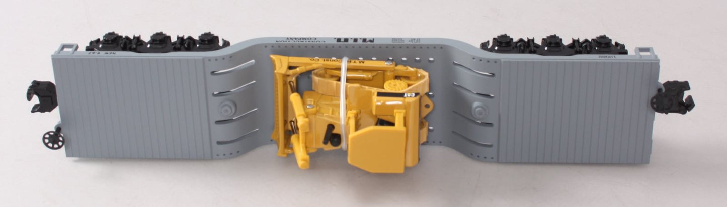 MTH 30-7618 O Gauge MTH Depressed Center Flatcar #19982 with Ertl Bulldozer NIB