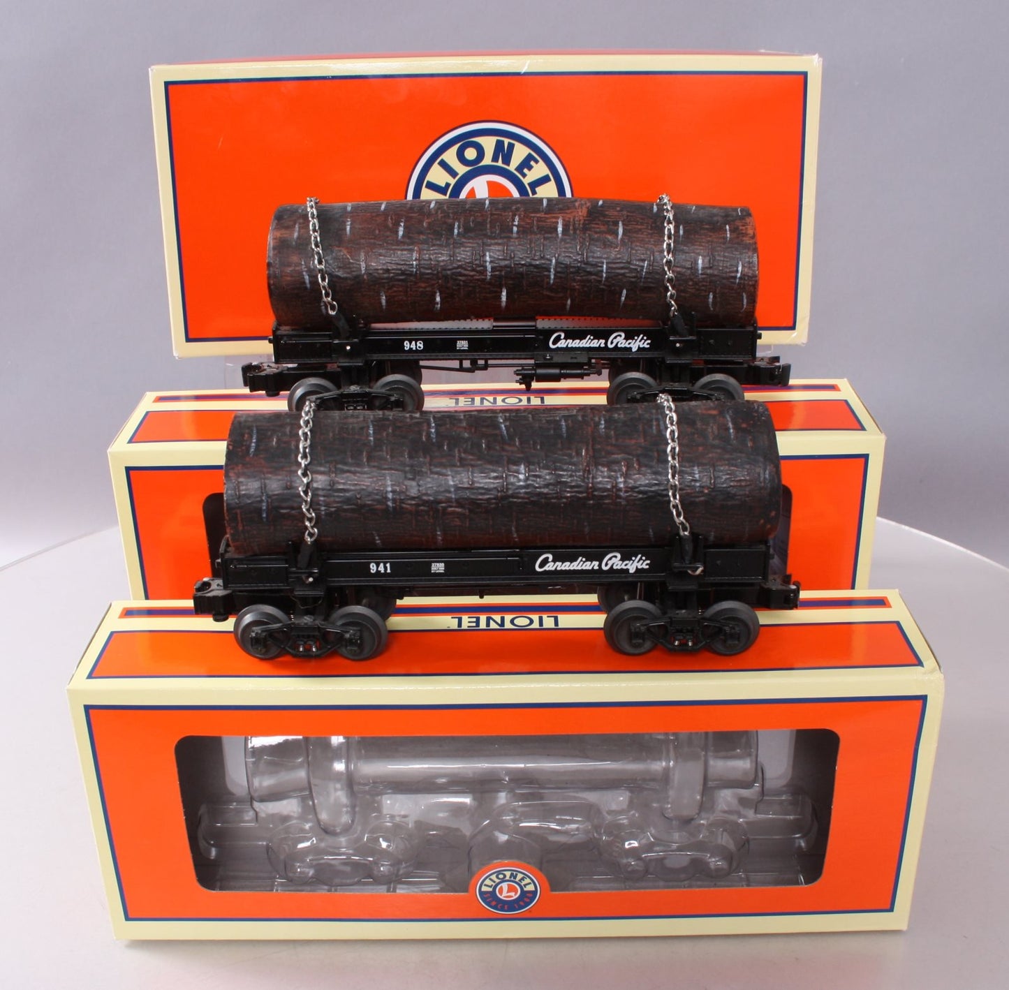 Lionel 6-27826 O Gauge Canadian Pacific Skeleton Log Car 2-Pack LN/Box