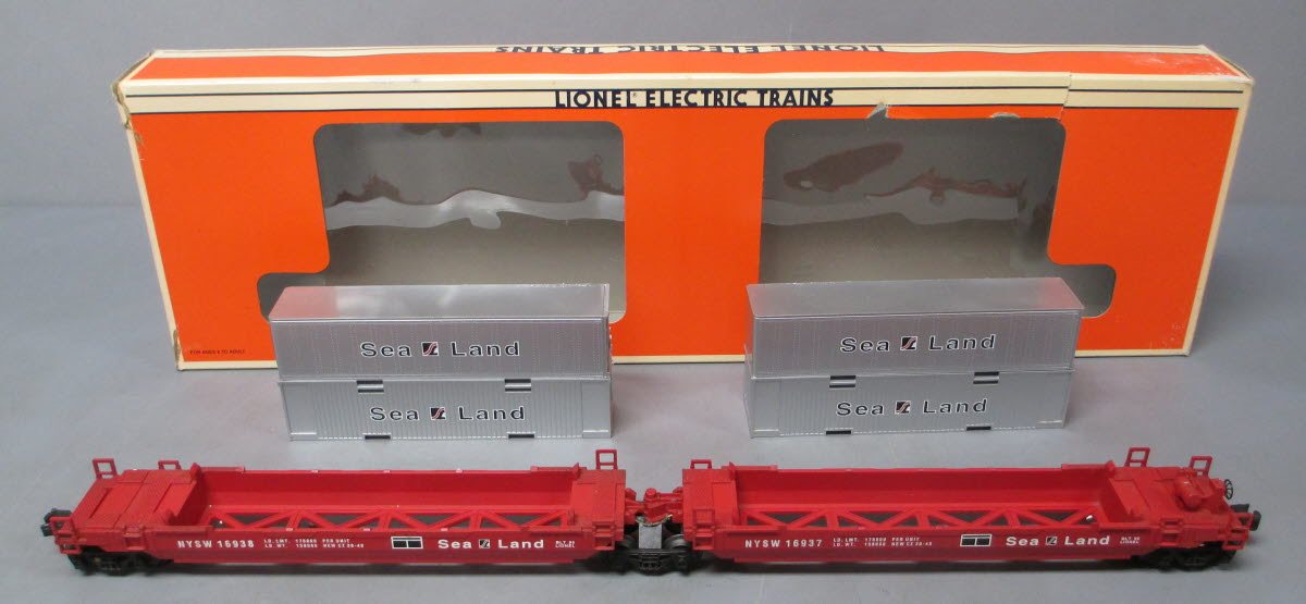 Lionel 6-16936 O Gauge Susquehanna Sea Land Maxi-Stack Flatcar LN/Box