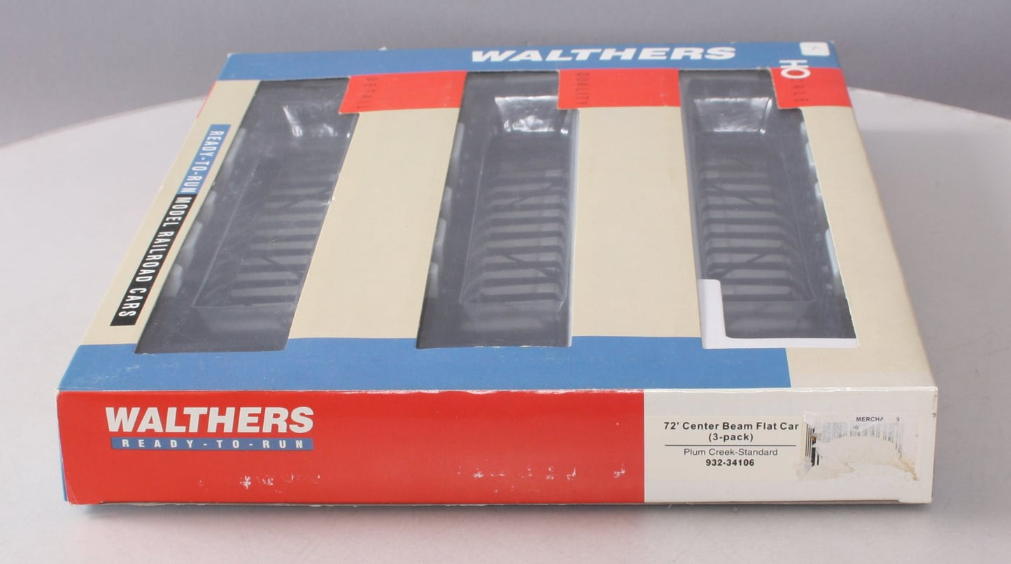 Walthers 932-34106 HO Plum Creek 72' Center Beam Bulkhead Flatcar (Pack of 3)