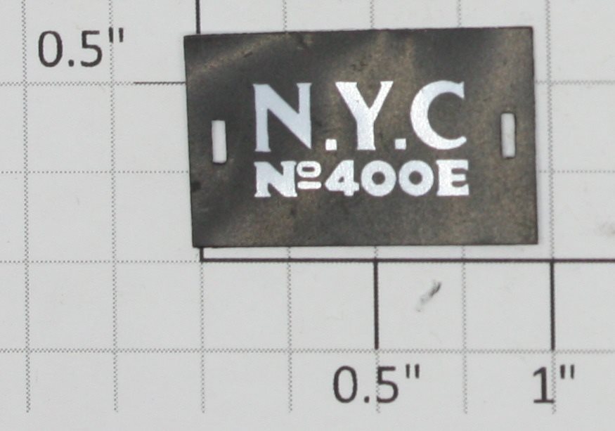 Lionel 400E-38 Black 400E NYC Number Board Plate