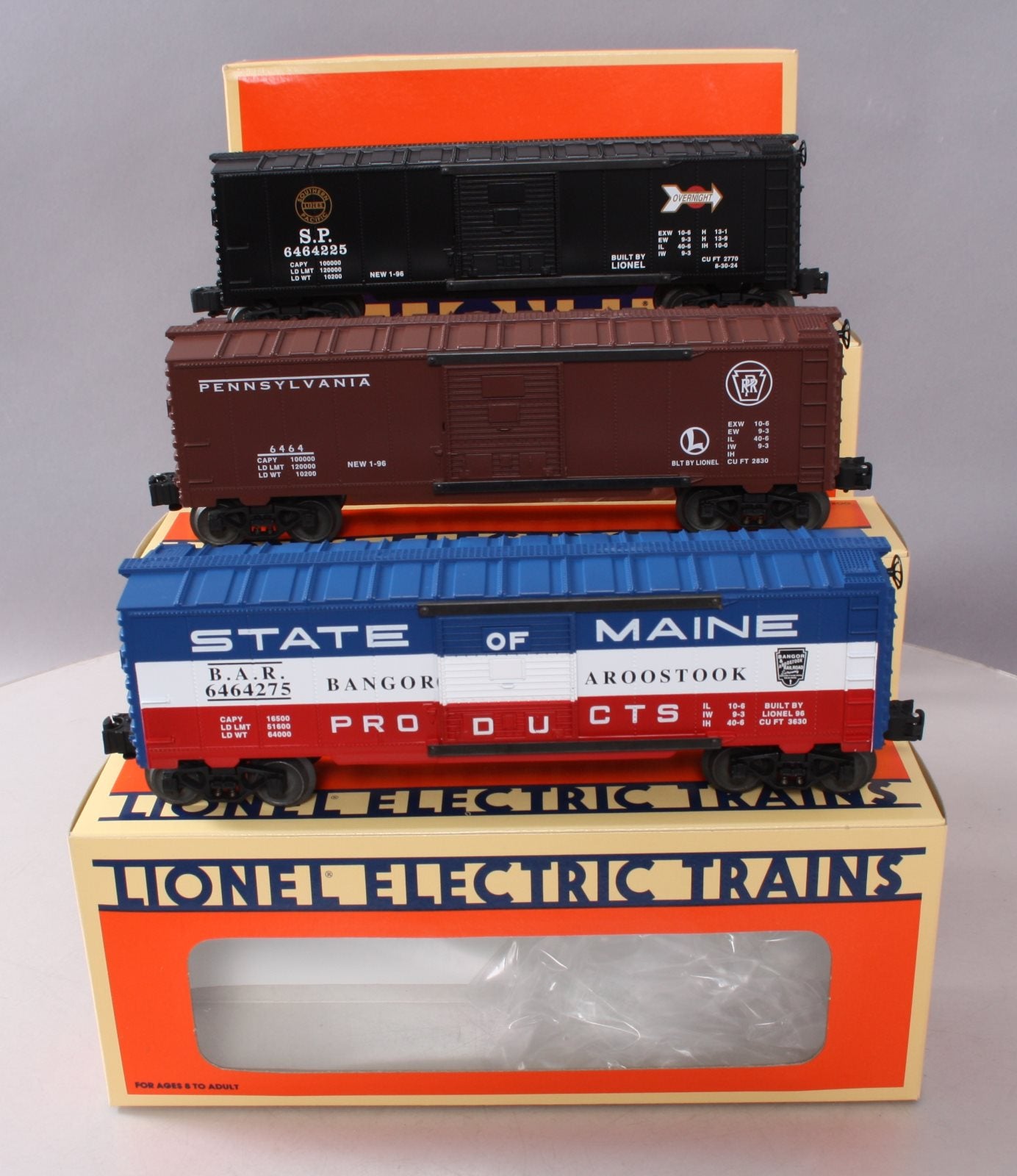 Lionel 6-19272 O Gauge 6464 Boxcars Series 3-Car Set #4 LN/Box