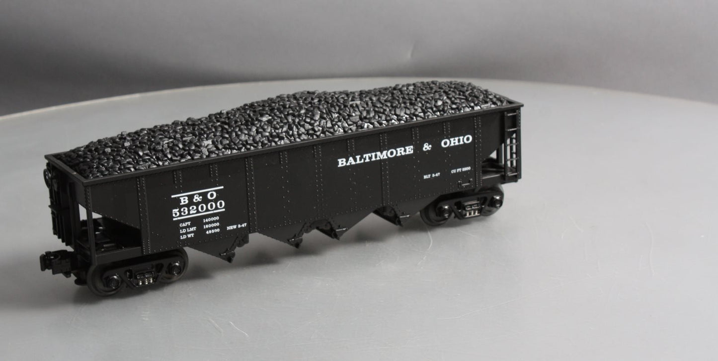 MTH 30-8001 O Baltimore & Ohio Die-Cast 4-Bay Hopper with Coal Load NIB