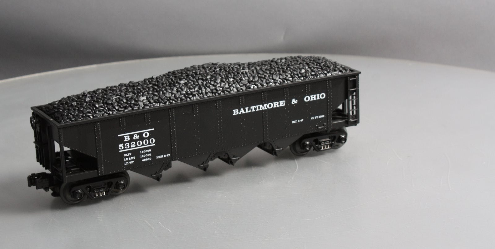 MTH 30-8001 O Baltimore & Ohio Die-Cast 4-Bay Hopper with Coal Load NIB