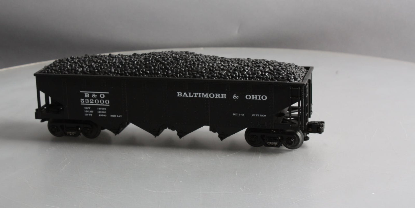 MTH 30-8001 O Baltimore & Ohio Die-Cast 4-Bay Hopper with Coal Load NIB