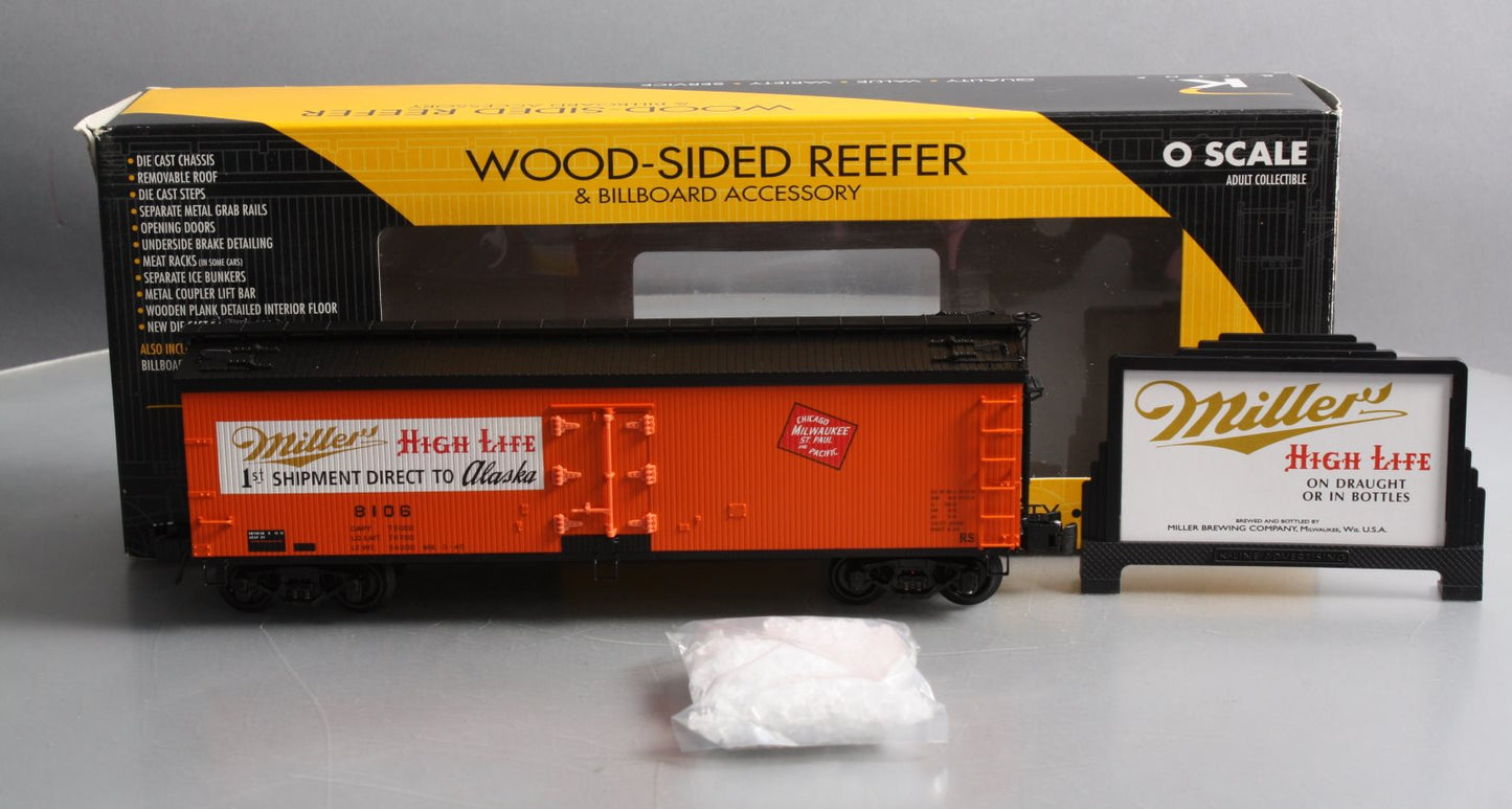 K-Line K742-6405 O Gauge Miller Woodside Reefer Car w/Billboard #8106 NIB