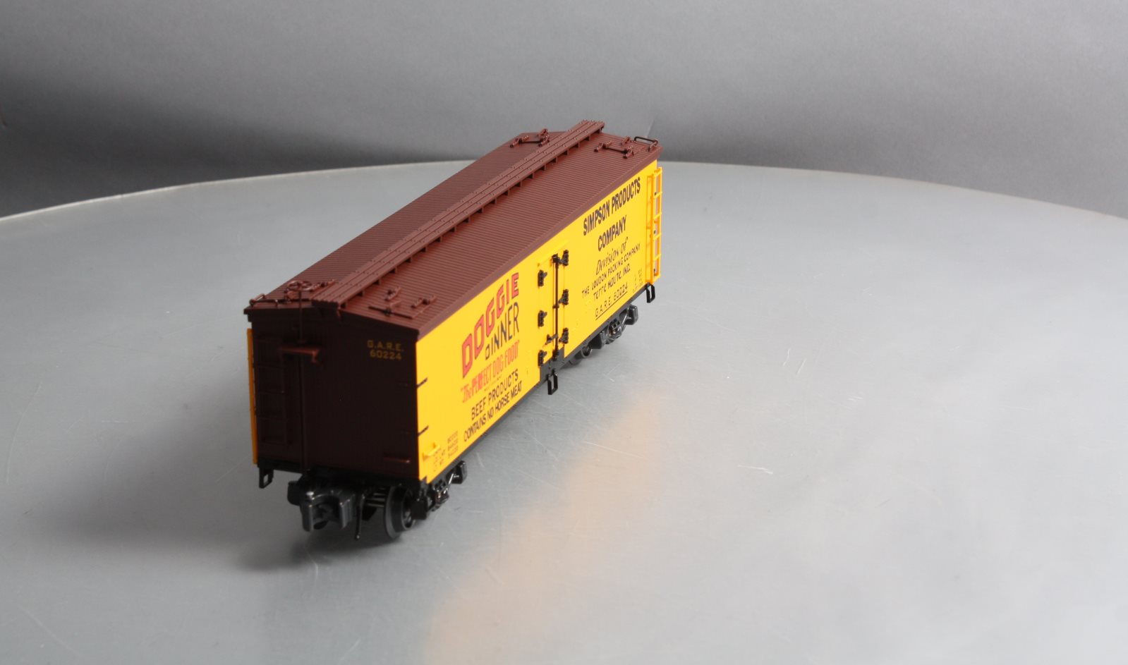 K-Line K742-8023 O Gauge Doggie Dinner Wood Sided Reefer Car #60224 LN/Box