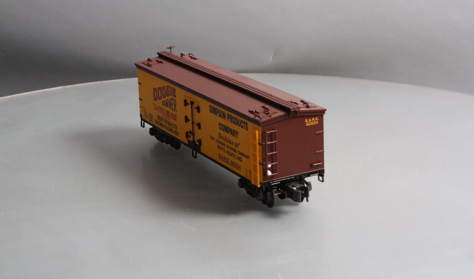 K-Line K742-8023 O Gauge Doggie Dinner Wood Sided Reefer Car #60224 LN/Box