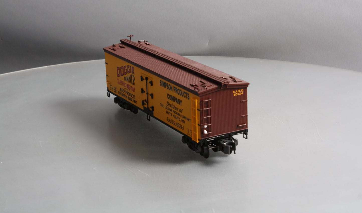 K-Line K742-8023 O Gauge Doggie Dinner Wood Sided Reefer Car #60224 LN/Box