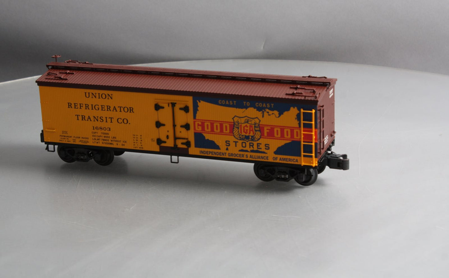 K-Line K742-8024 O Gauge IGA Stores Wood Sided Reefer Car #16803 LN/Box