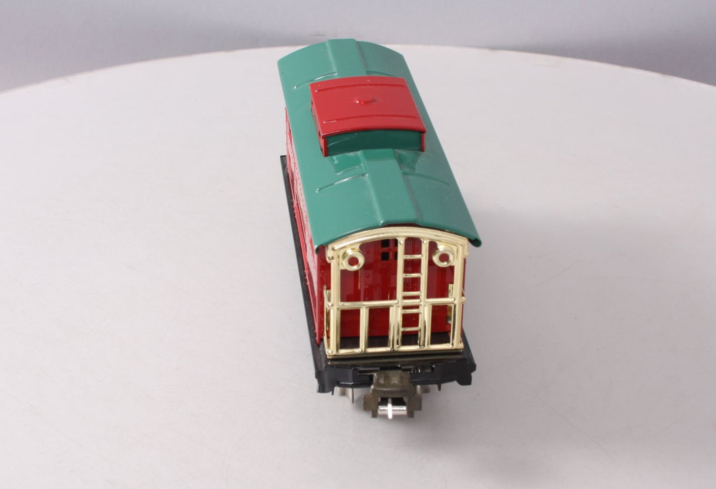 MTH 10-1042 O Gauge 817 Red & Peacock Roof Caboose w/ Brass Trim LN/Box