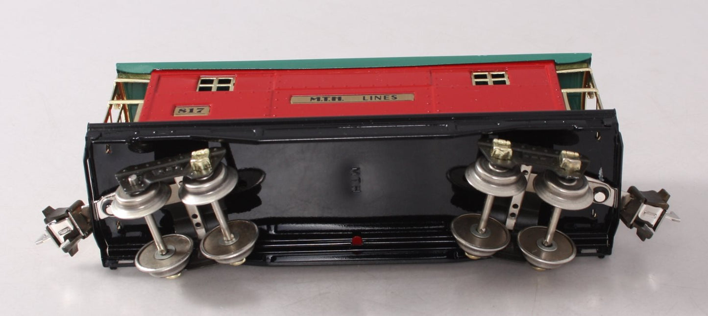 MTH 10-1042 O Gauge 817 Red & Peacock Roof Caboose w/ Brass Trim LN/Box