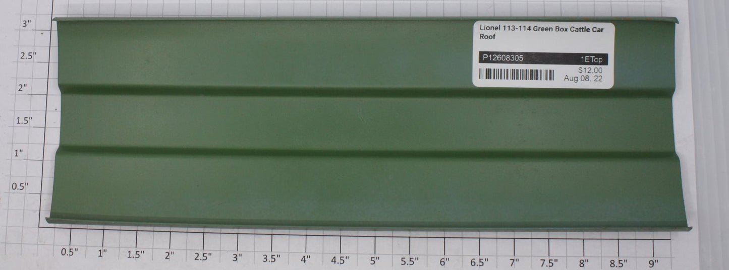 Lionel 113-114 Green Box Cattle Car Roof