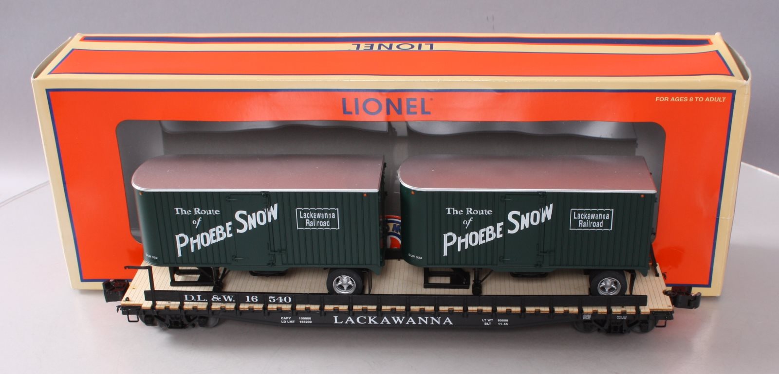 Lionel 6-27563 O Gauge Lackawanna Flatcar with Piggyback #16540