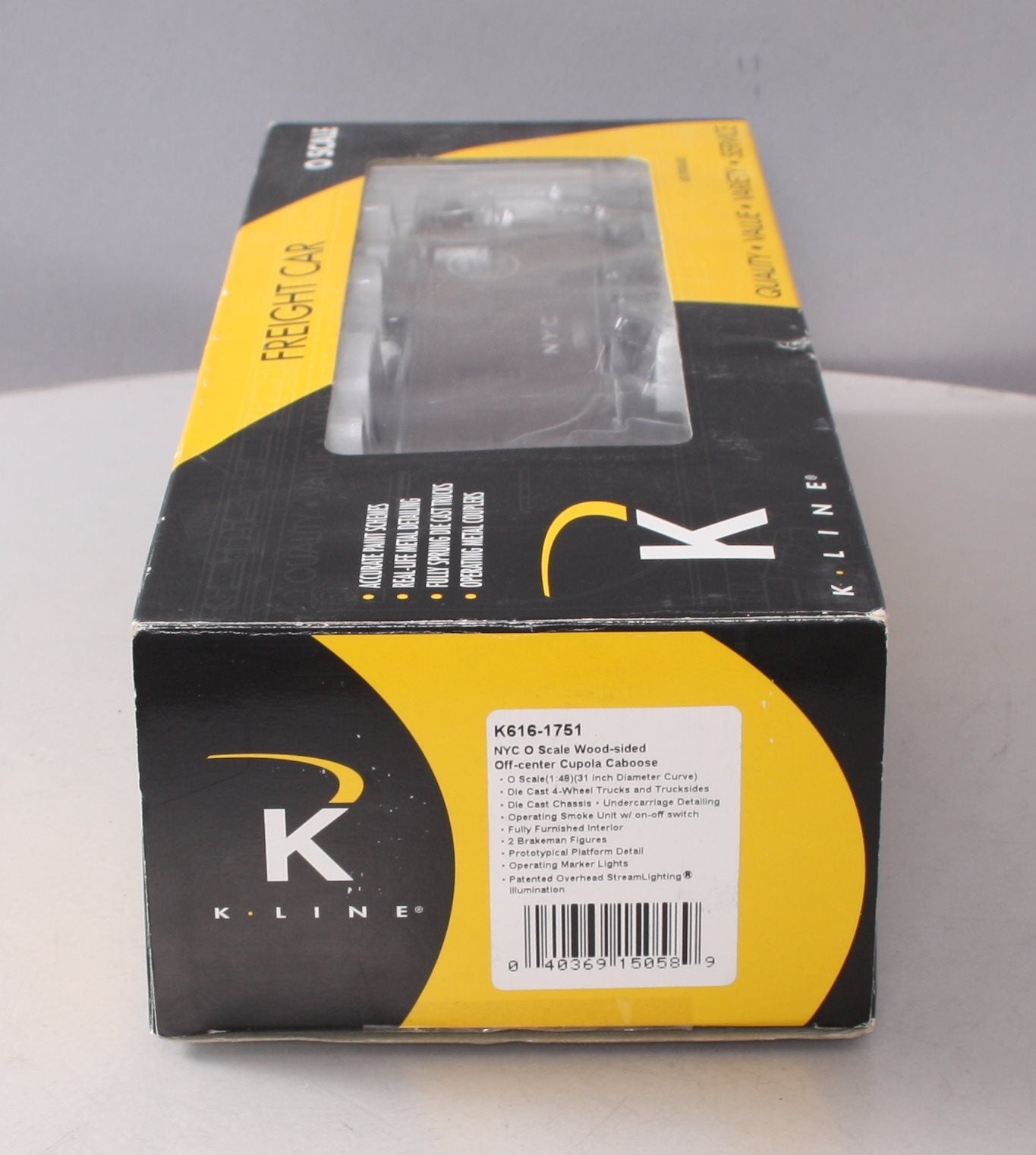 K-Line K616-1751 O Gauge New York Central Woodside Cupola Caboose #17963 w/Smoke EX/Box