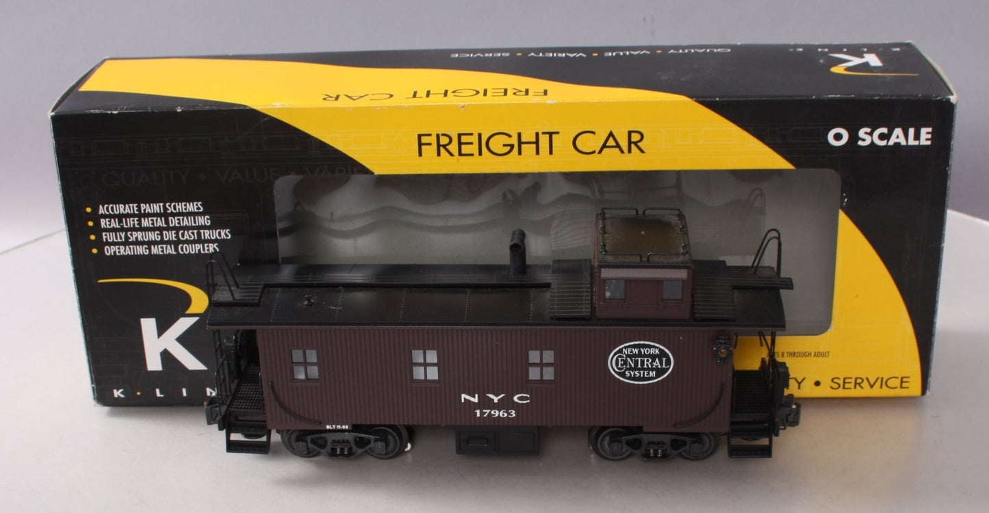 K-Line K616-1751 O Gauge New York Central Woodside Cupola Caboose #17963 w/Smoke EX/Box