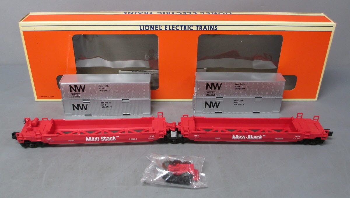 Lionel 6-16360 O Gauge Norfolk & Western Maxi-Stack Intermodal Flatcars Set LN/Box
