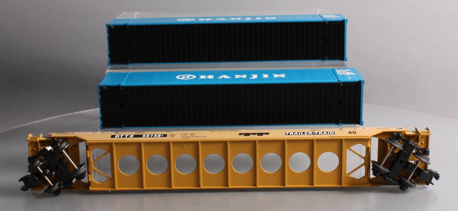 MTH 20-95004 O Gauge Hanjin Husky-Stack Car w/ Containers #56148 LN/Box