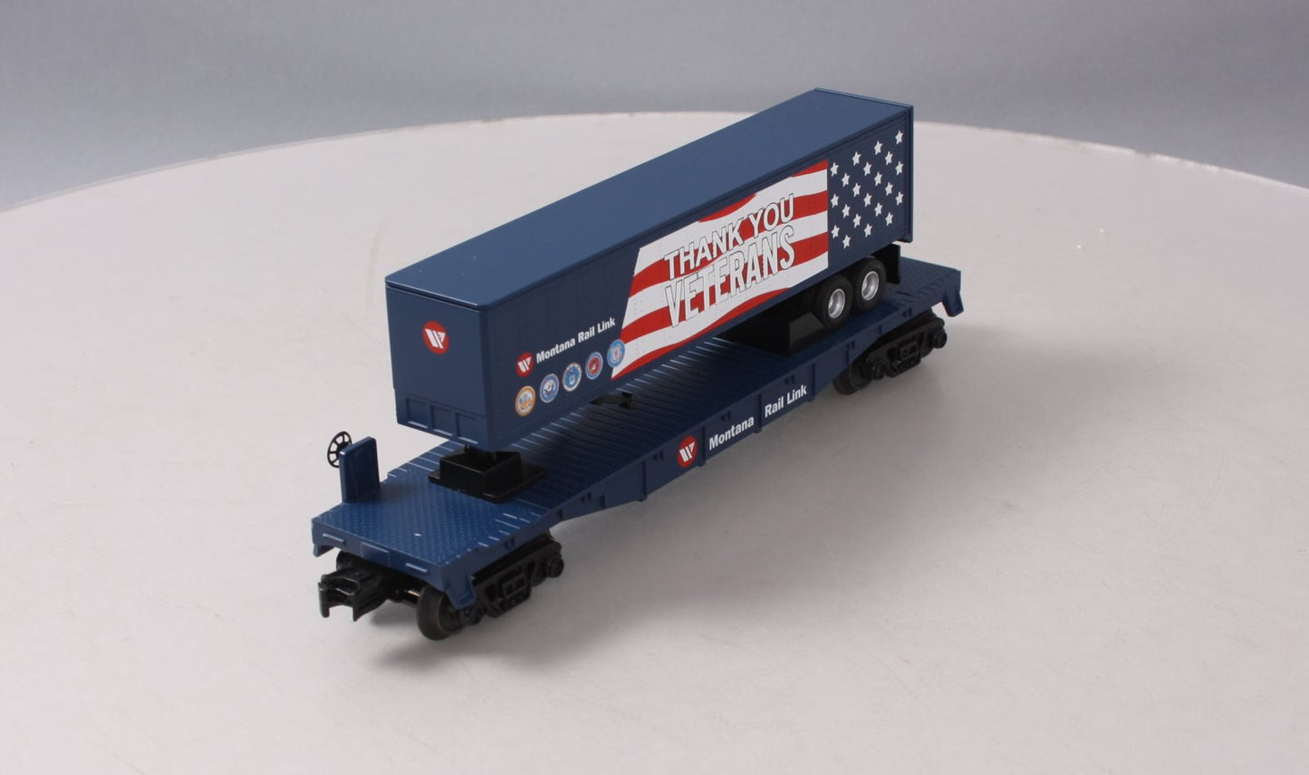 MTH 30-76849 O Montana Rail Link Veterans Flat Car w/40' Trailer NIB