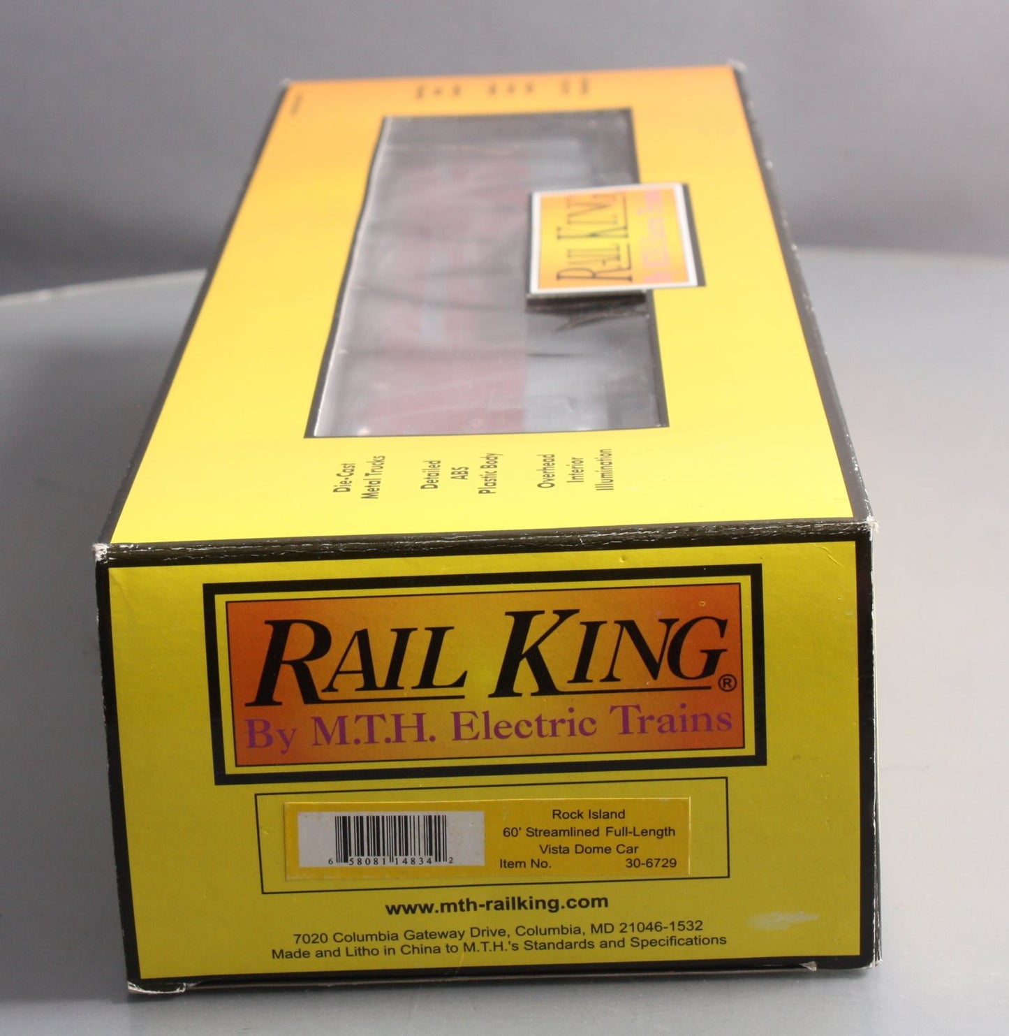 MTH 30-6729 O Rock Island "Valle Vista" Full-Length Vista Dome Passenger Car LN/Box