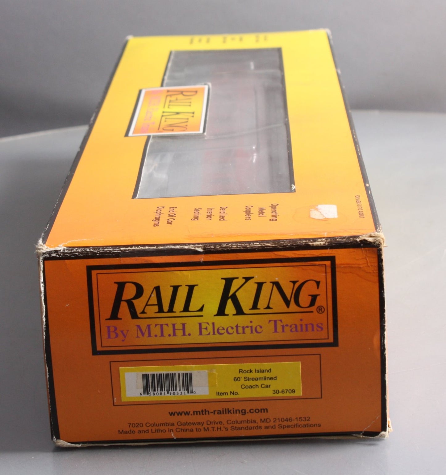MTH 30-6709 O Rock Island "Valle Veroe" 60' Streamlined Coach Passenger Car NIB