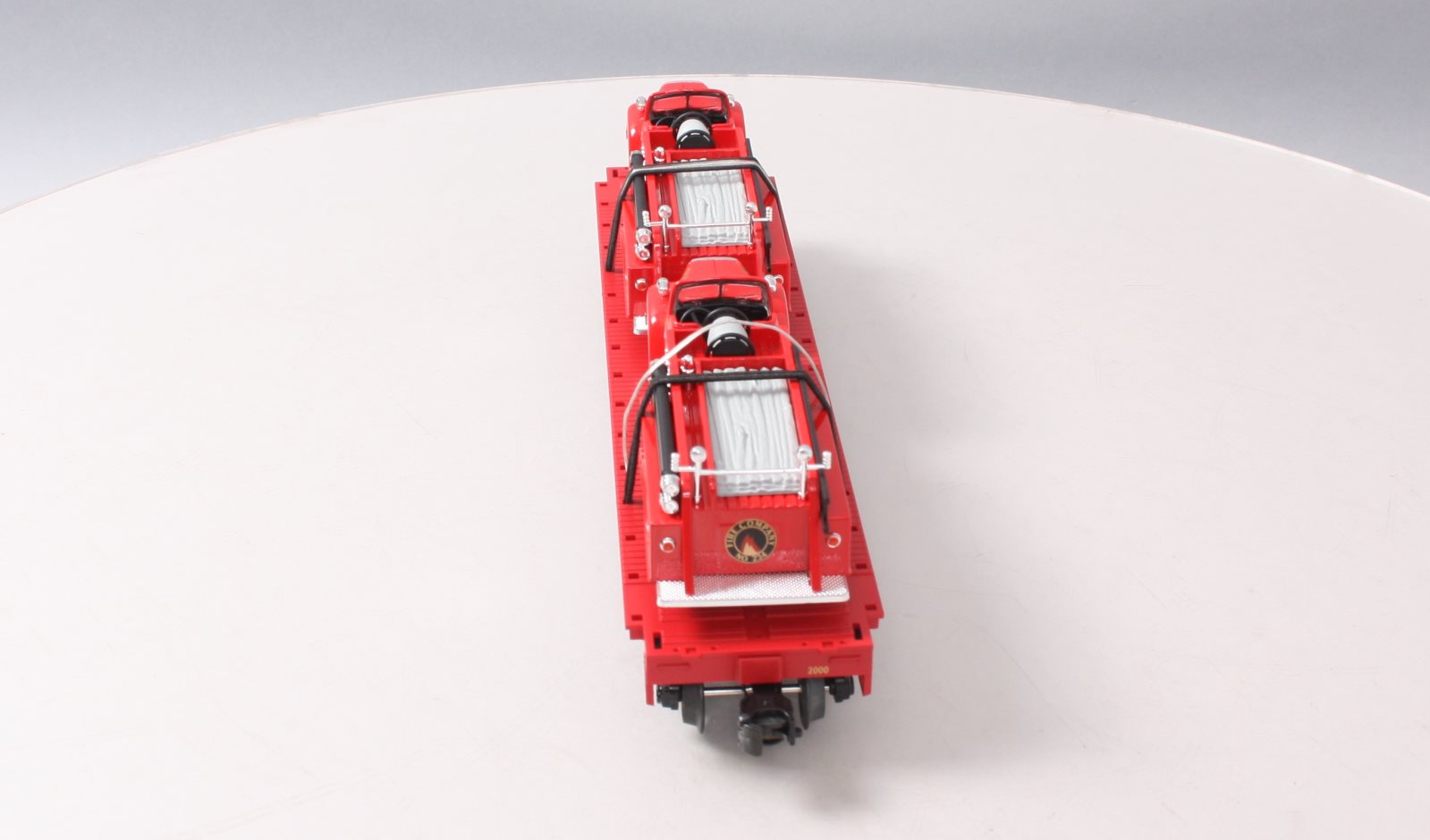 MTH 20-98114 O Gauge Fire Department Flatcar w/ 2 Red Fire Trucks #2000 LN/Box