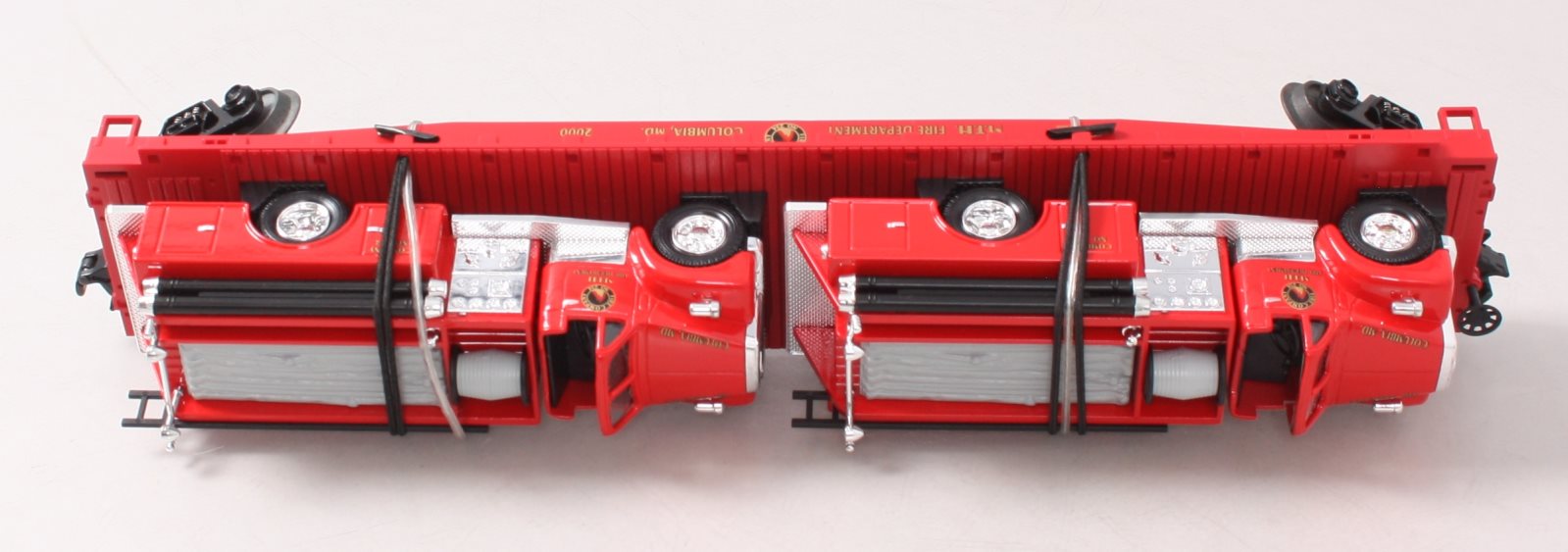 MTH 20-98114 O Gauge Fire Department Flatcar w/ 2 Red Fire Trucks #2000 LN/Box