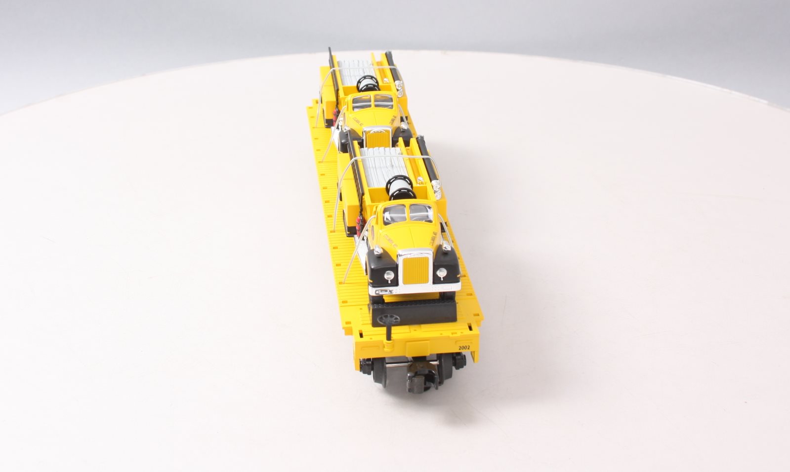 MTH 20-98159 O Gauge MTH Transportation Co Flatcar w/ Yellow Diecast Firetrucks LN/Box