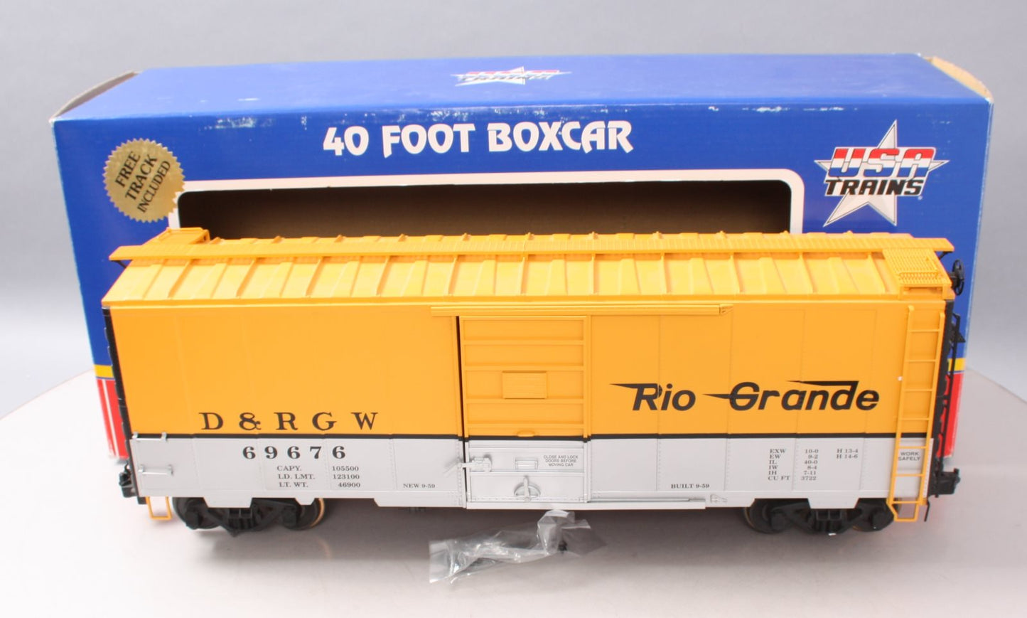 USA Trains R19209A G Rio Grande 40 Ft. PS-1 Steel Box Car - Metal Wheels
