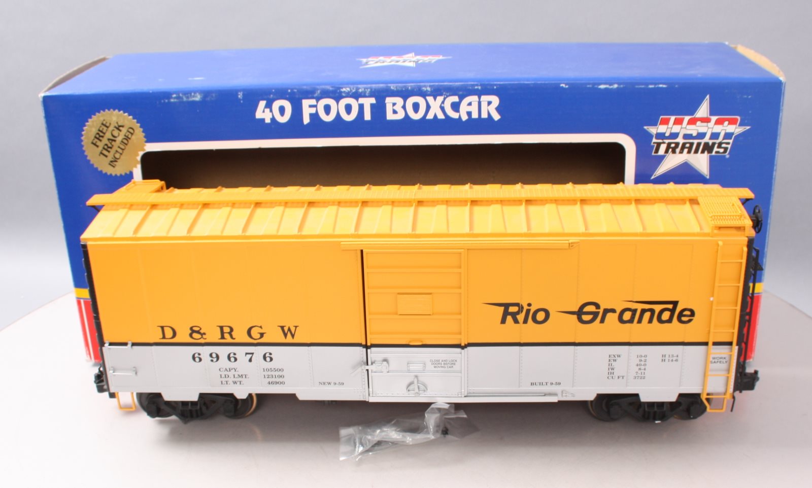 USA Trains R19209A G Rio Grande 40 Ft. PS-1 Steel Box Car - Metal Wheels