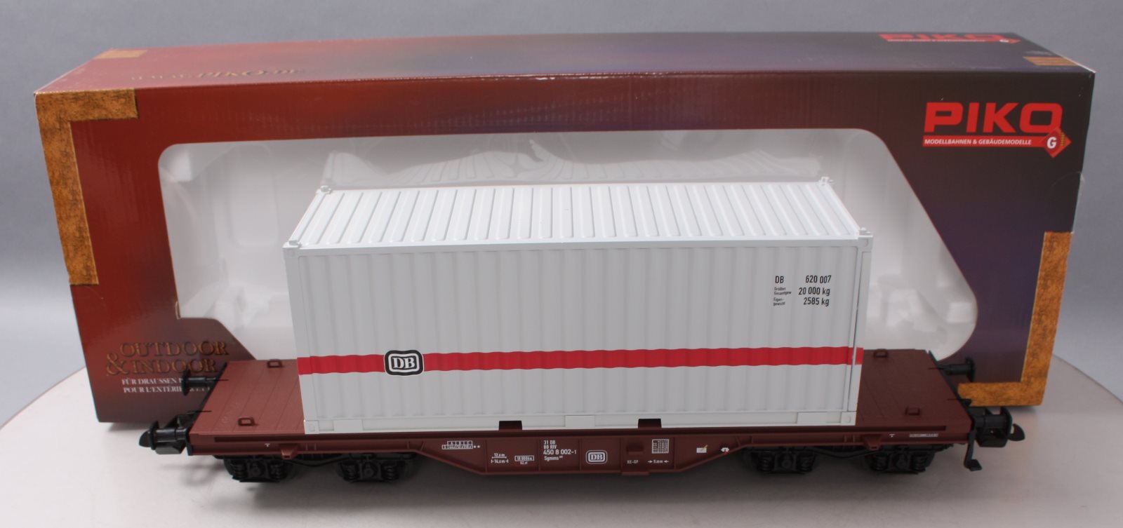 Piko 37747 G Scale German Federal Railroad IV Flatcar with 20' Container