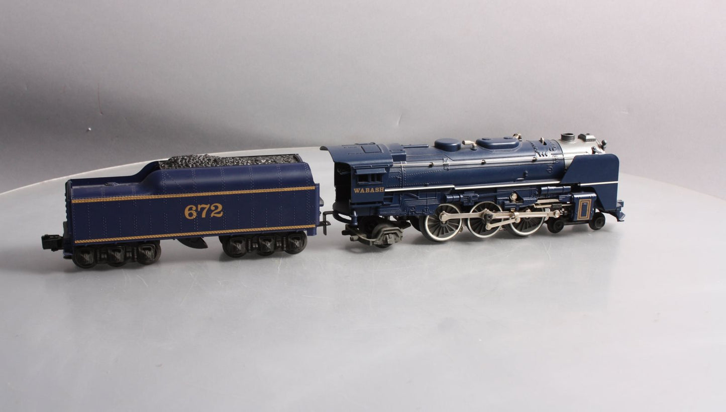 Lionel 6-8610 O Gauge Wabash 4-6-2 Steam Locomotive & Tender #672 EX/Box