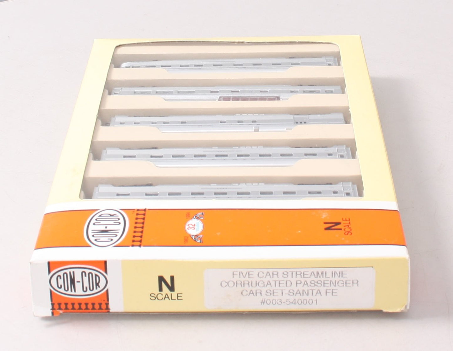 Con-Cor 003-540001 N Scale Santa Fe 5-Car Corrugated Passenger Cars (Set of 5) LN/Box