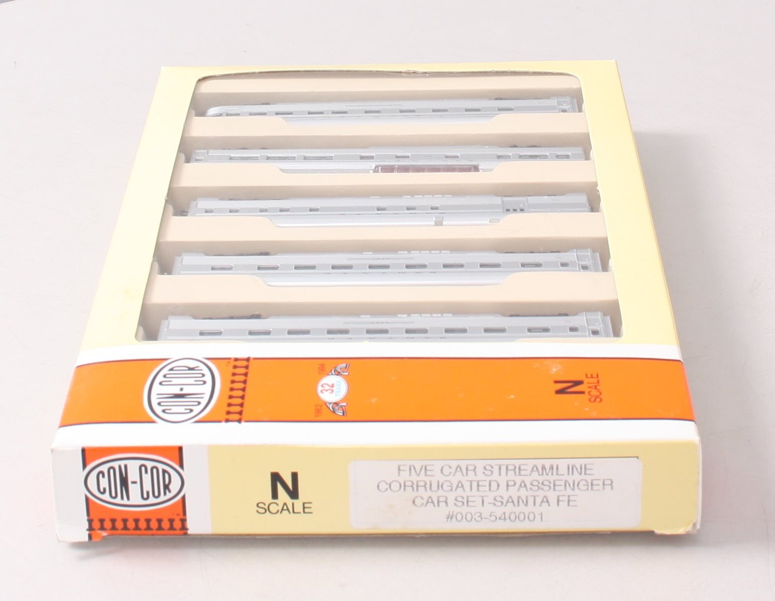 Con-Cor 003-540001 N Scale Santa Fe 5-Car Corrugated Passenger Cars (Set of 5) LN/Box