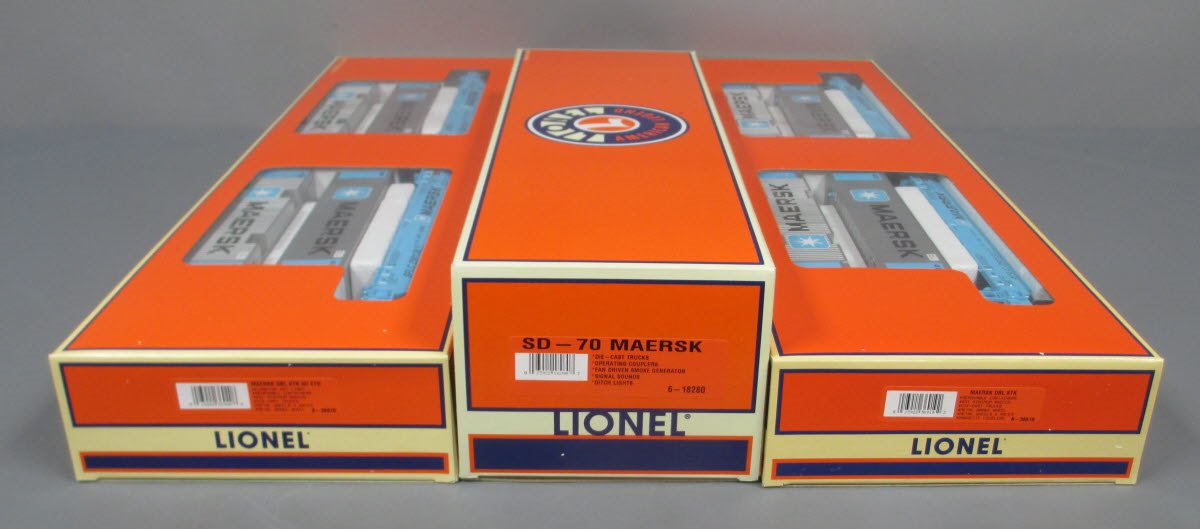Lionel 6-21950 O Gauge Maersk SD-70 Diesel Maxi-Stack Set MT/Box