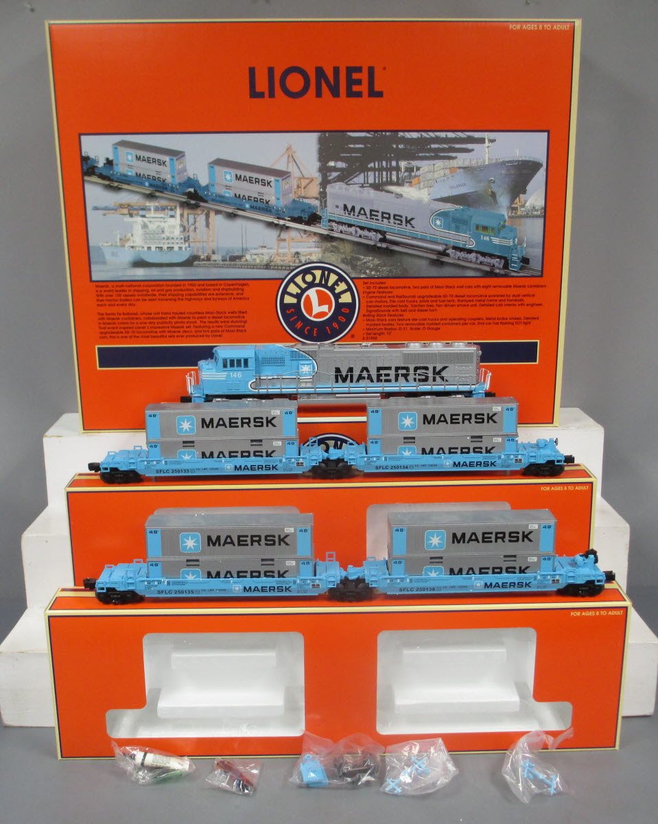 Lionel 6-21950 O Gauge Maersk SD-70 Diesel Maxi-Stack Set MT/Box
