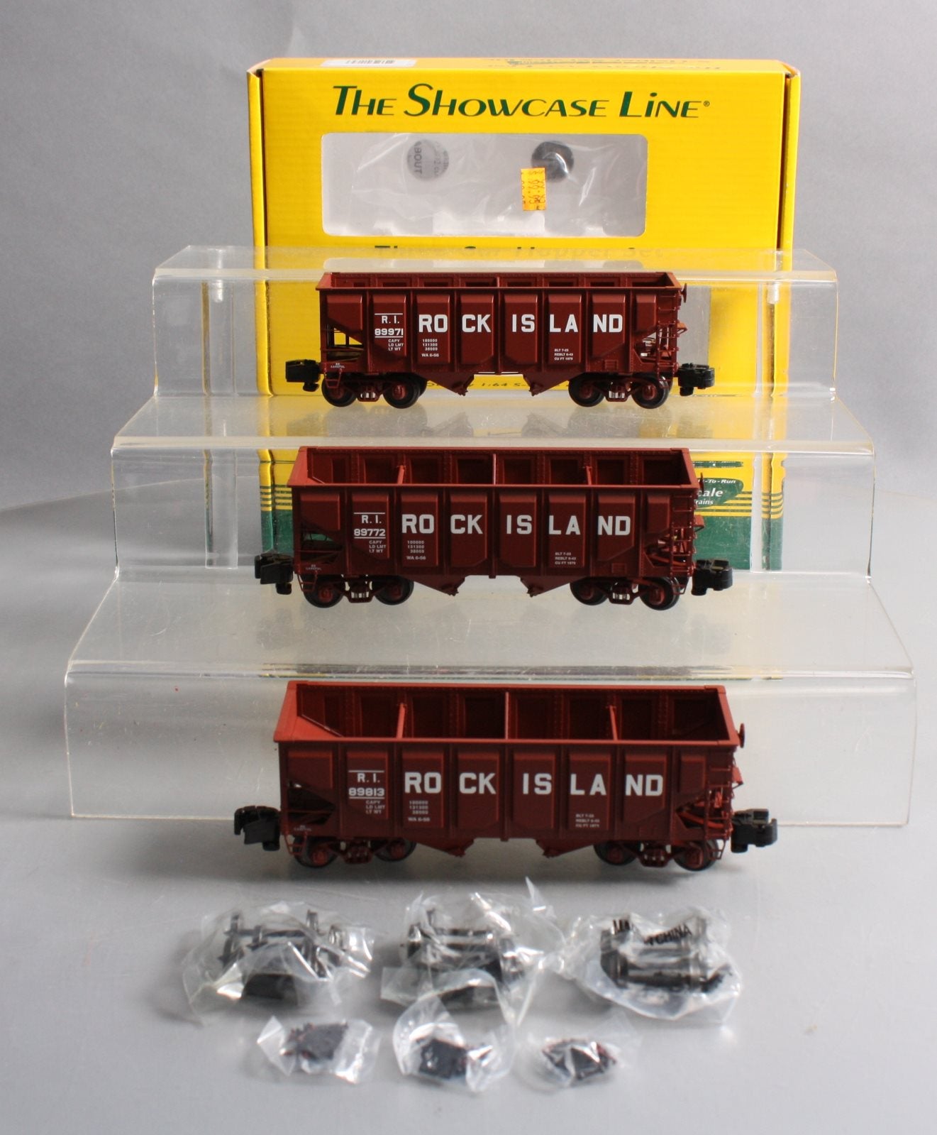 The Showcase Line 01174 S Gauge Rock Island Panel Crip Hoppers 3-Car Set LN/Box