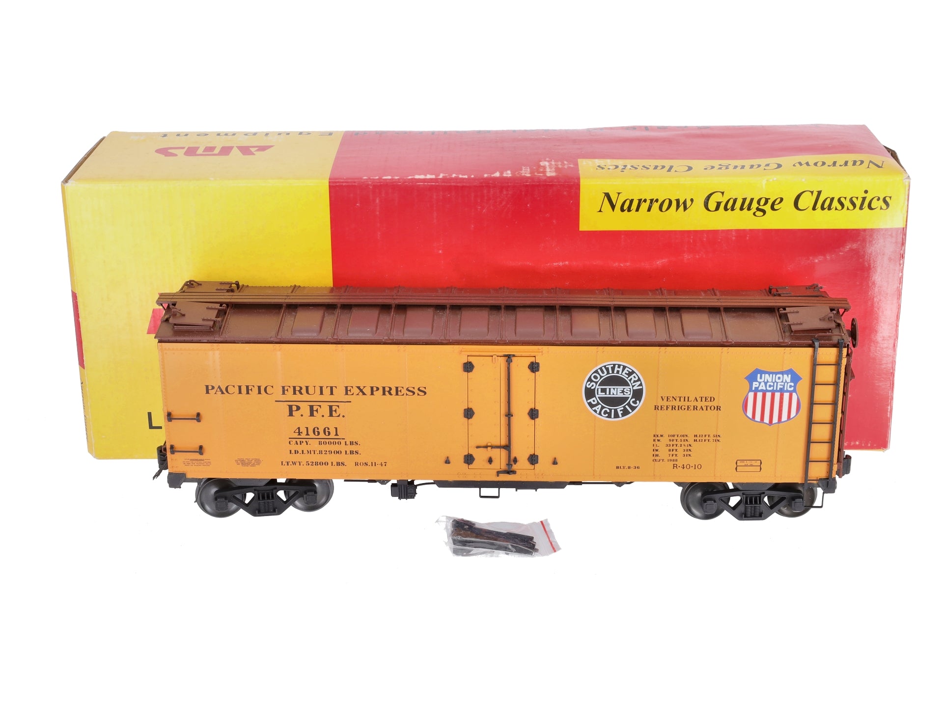 AMS AM32-503 G Scale Narrow Gauge PFE Doubel Herald Refrigerator Car #41661 LN/Box