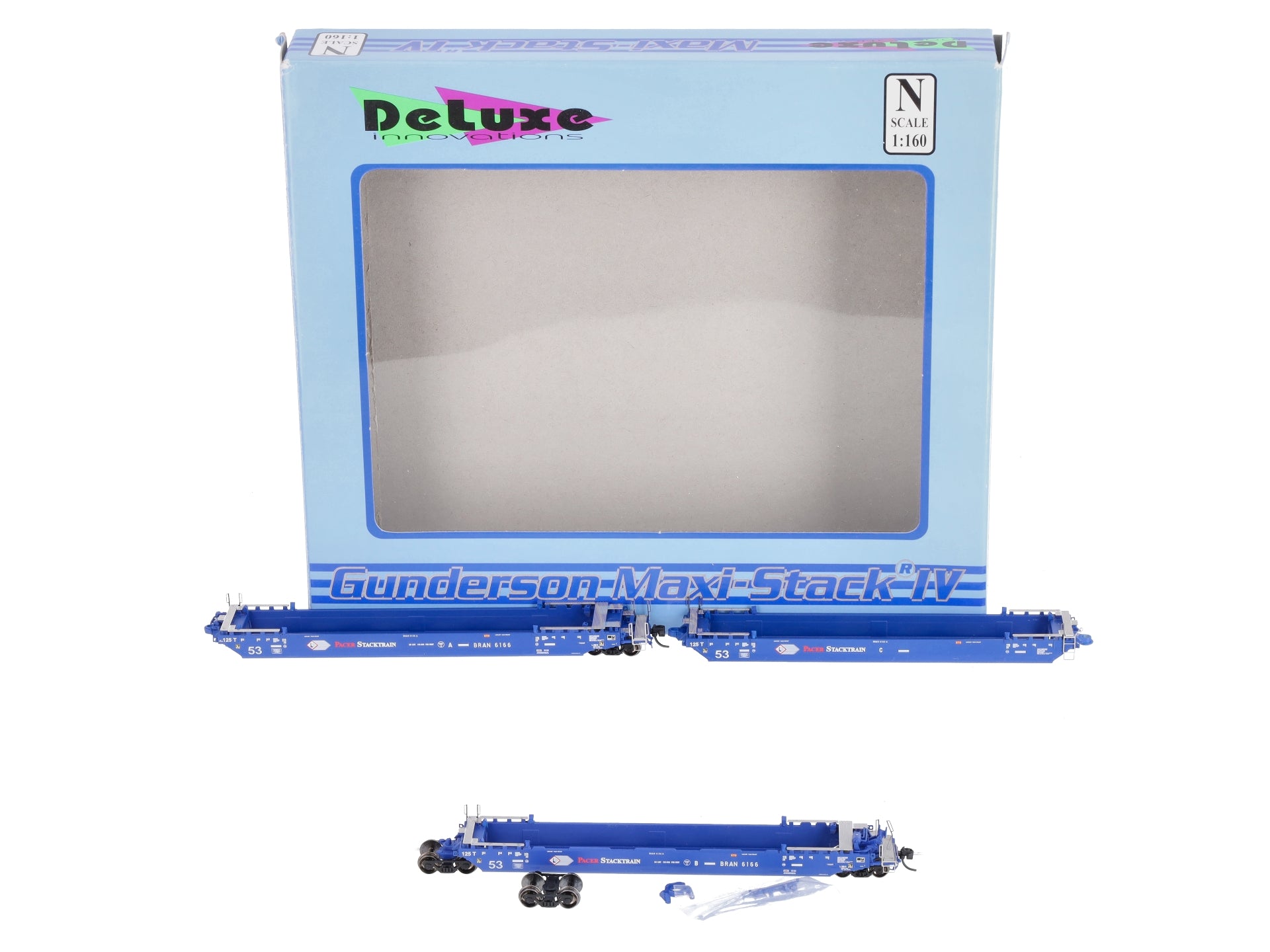 Deluxe Innovations 350404 N Pacer Maxi-Stack IV 3-Unit Intermodal Well Car Set LN/Box