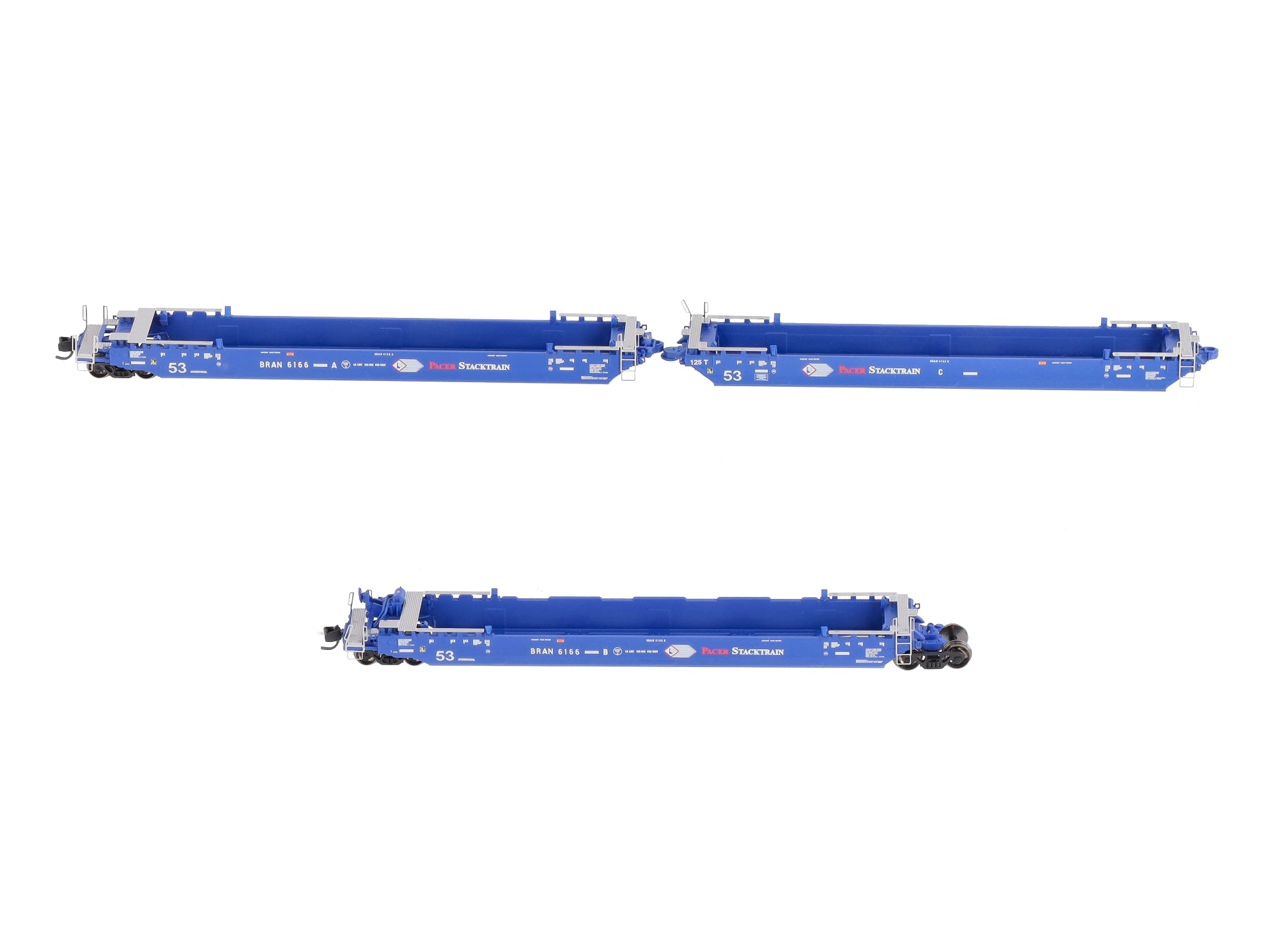 Deluxe Innovations 350404 N Pacer Maxi-Stack IV 3-Unit Intermodal Well Car Set LN/Box