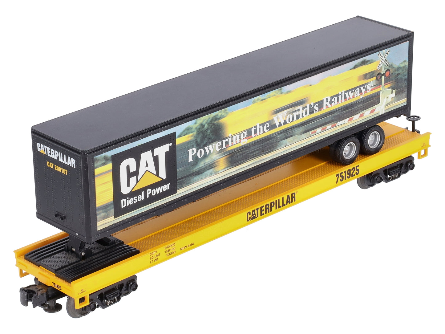 MTH 20-98135 O Gauge Caterpillar Flat Car with 48' Trailer #751925 LN/Box