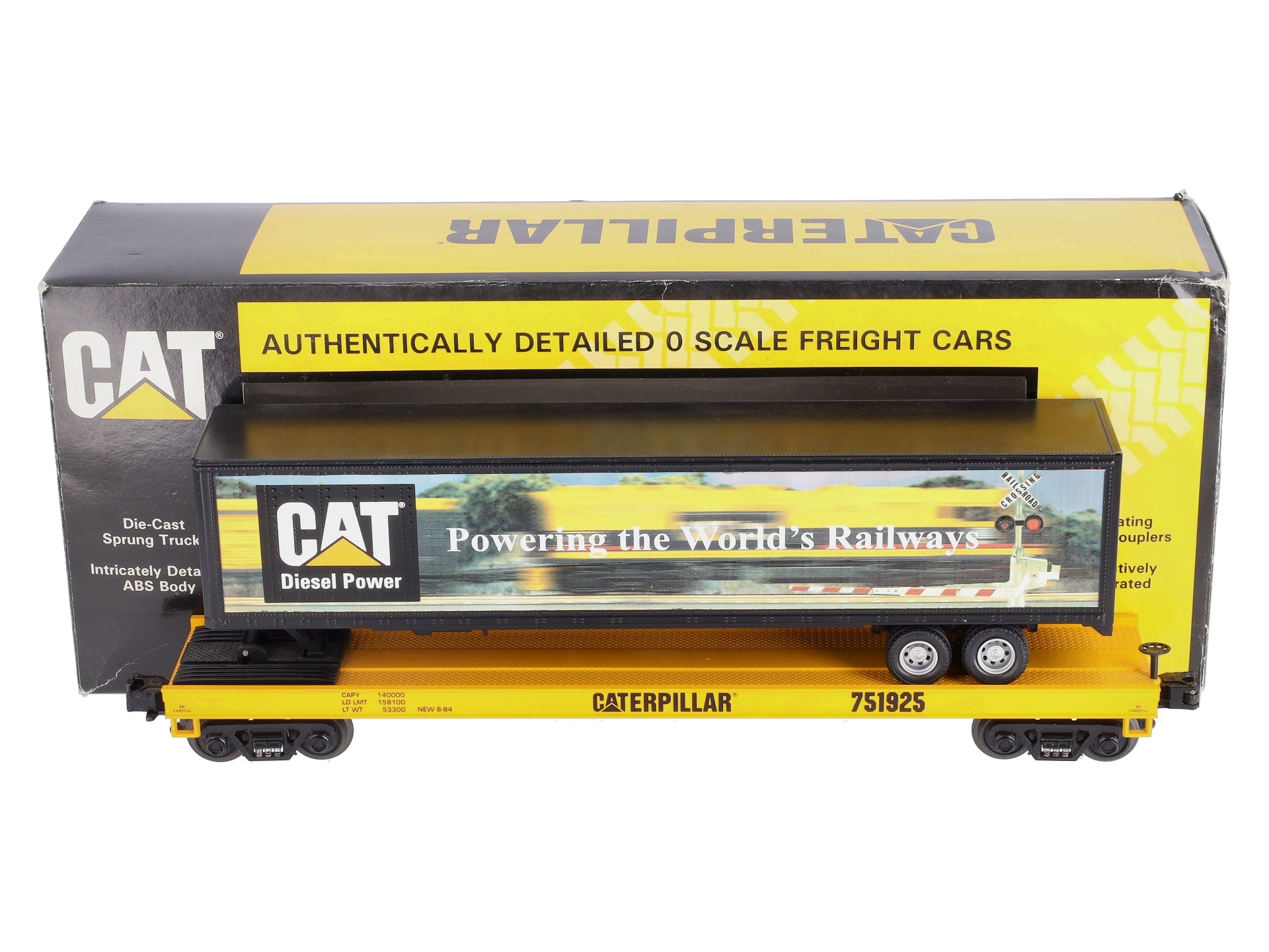 MTH 20-98135 O Gauge Caterpillar Flat Car with 48' Trailer #751925 LN/Box