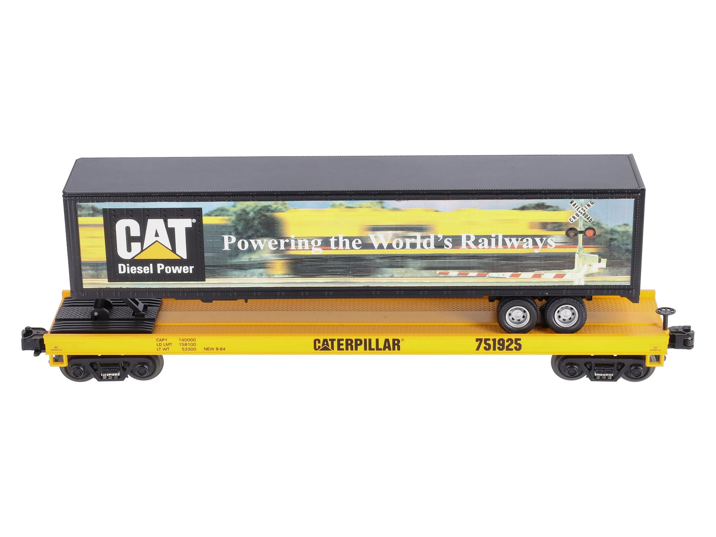 MTH 20-98135 O Gauge Caterpillar Flat Car with 48' Trailer #751925 LN/Box